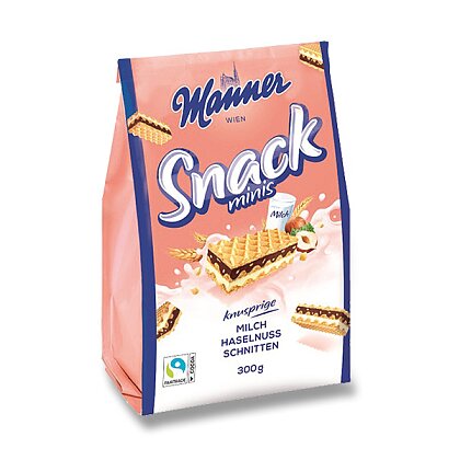 Oplatky křupavé lískooříškové Manner Snacks minis 300g